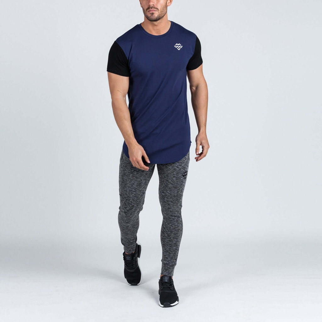 Curved Hem Extended T-Shirt (Navy/Black) - Machine Fitness