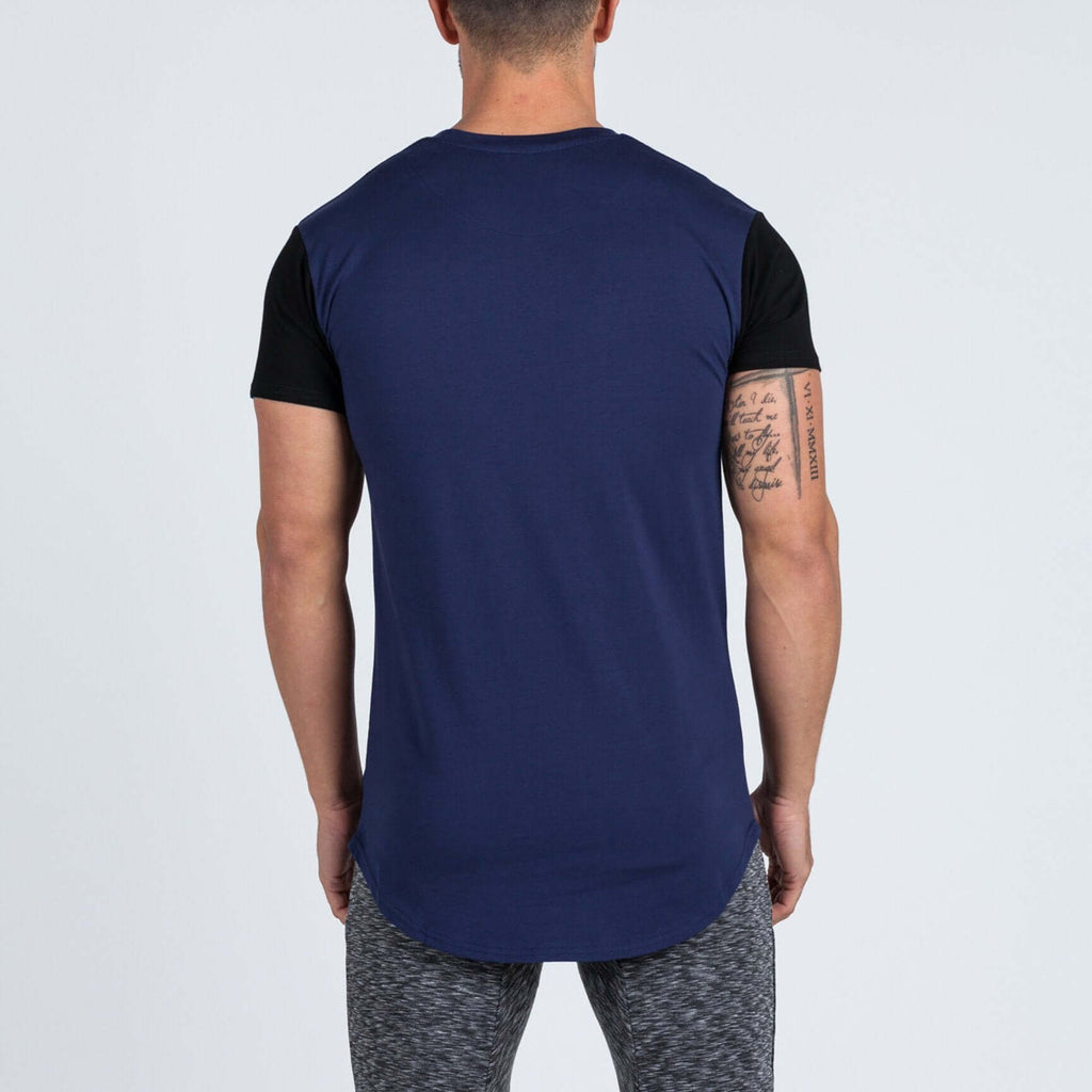 Curved Hem Extended T-Shirt (Navy/Black) - Machine Fitness