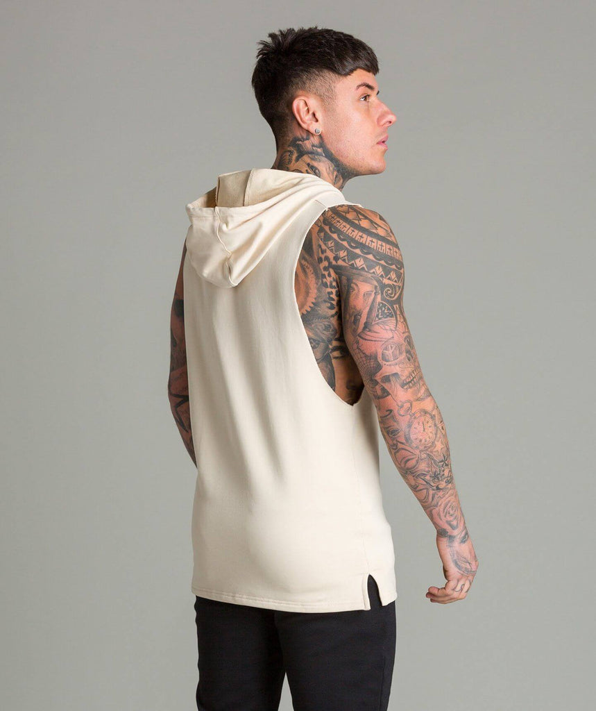 Flow Cut Off Hoodie (Off White) - Machine Fitness