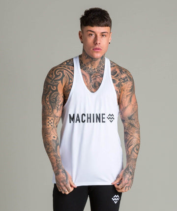 Machine Tech Fabric Stringer Vest (White) - Machine Fitness