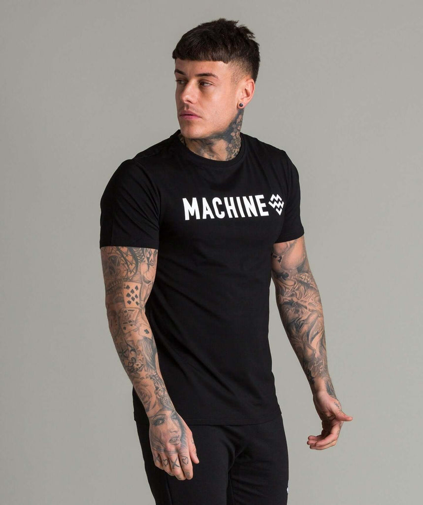 Machine Tech Fabric T-Shirt (Black/White) - Machine Fitness