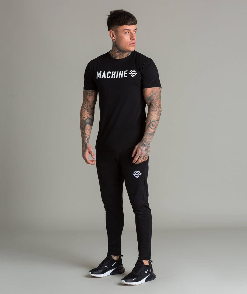 Machine Tech Fabric T-Shirt (Black/White) - Machine Fitness