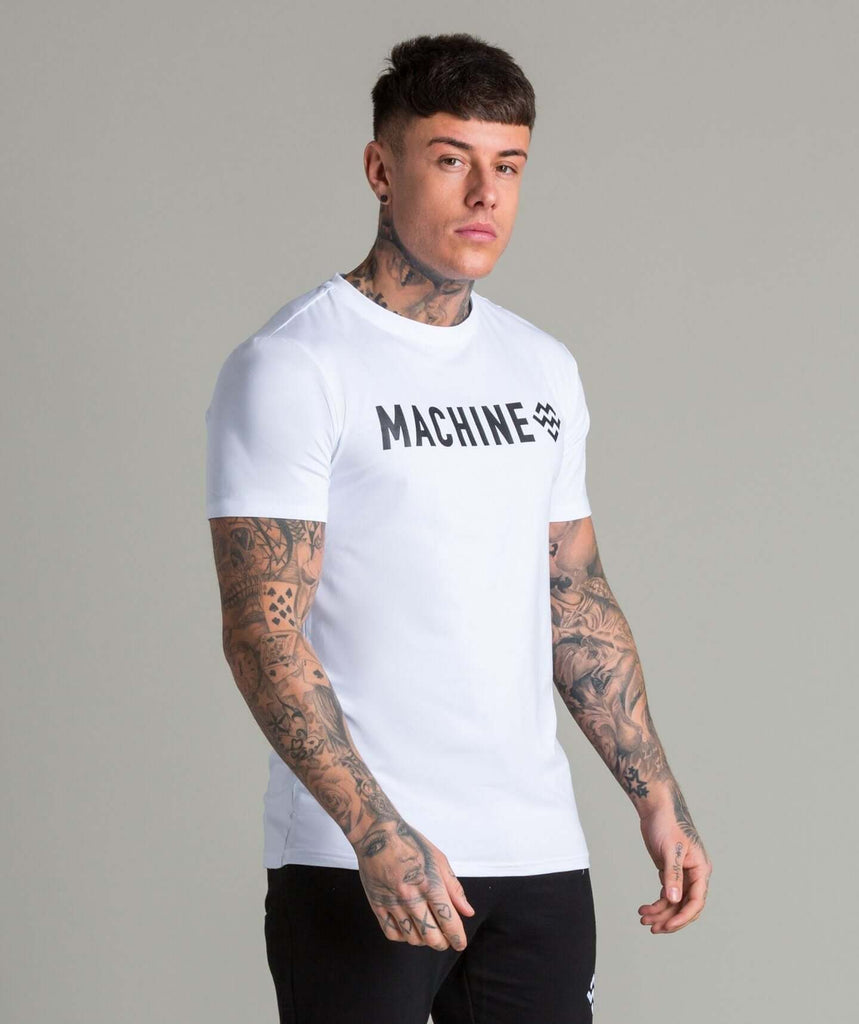 Machine Tech Fabric T-Shirt (White) - Machine Fitness