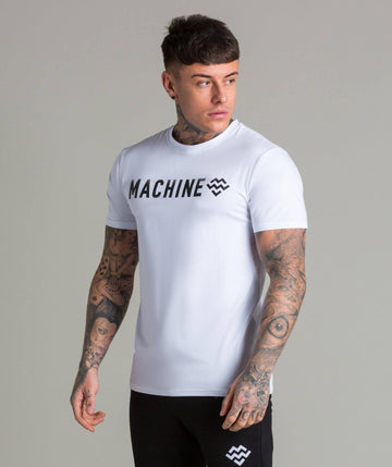 Machine Tech Fabric T-Shirt (White) - Machine Fitness