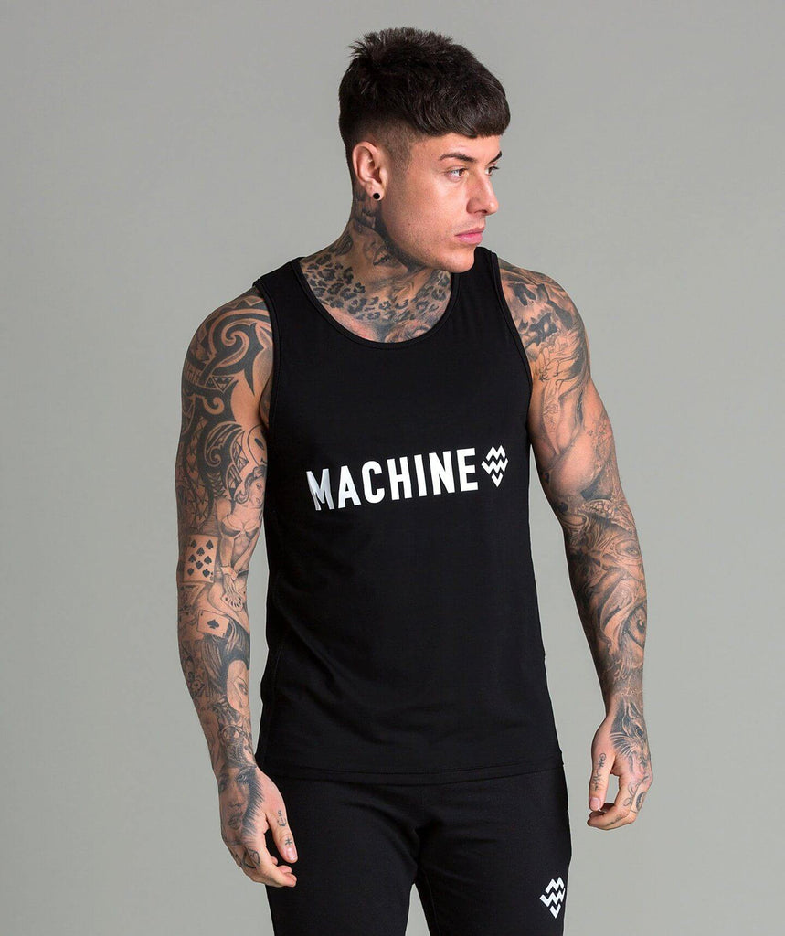 Machine Tech Fabric Tank (Black/White) - Machine Fitness