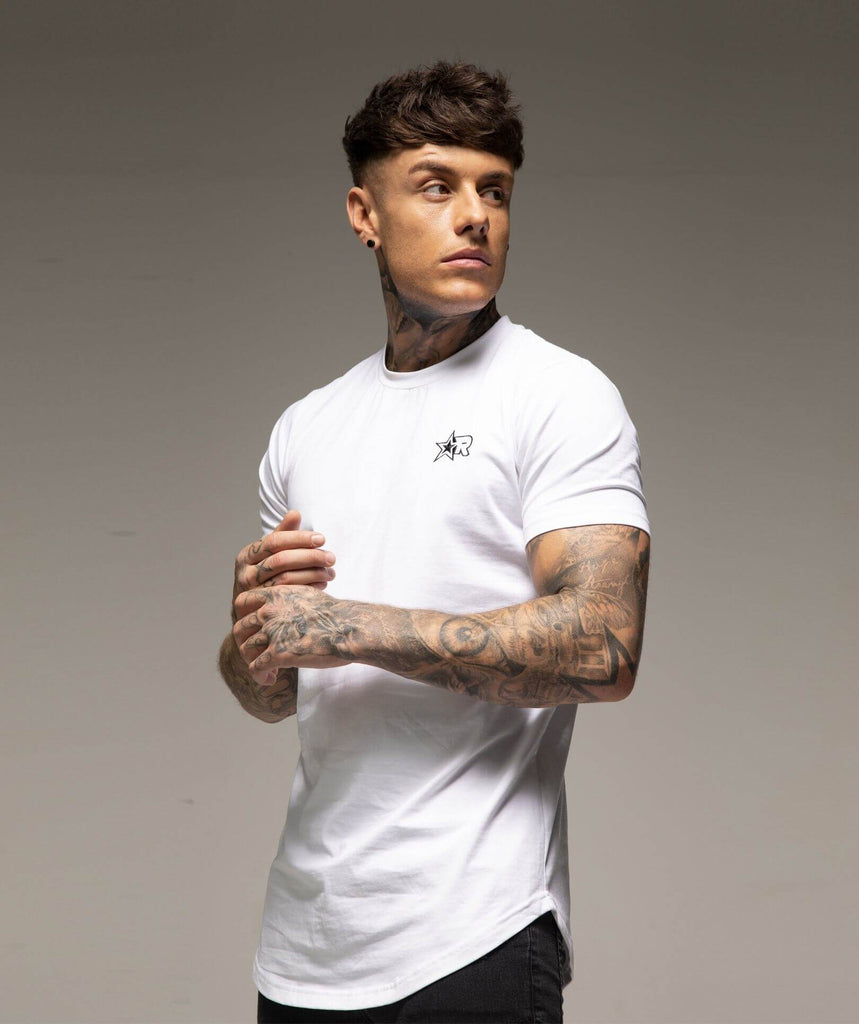 Rated Curved Hem T-Shirt (White) - Machine Fitness