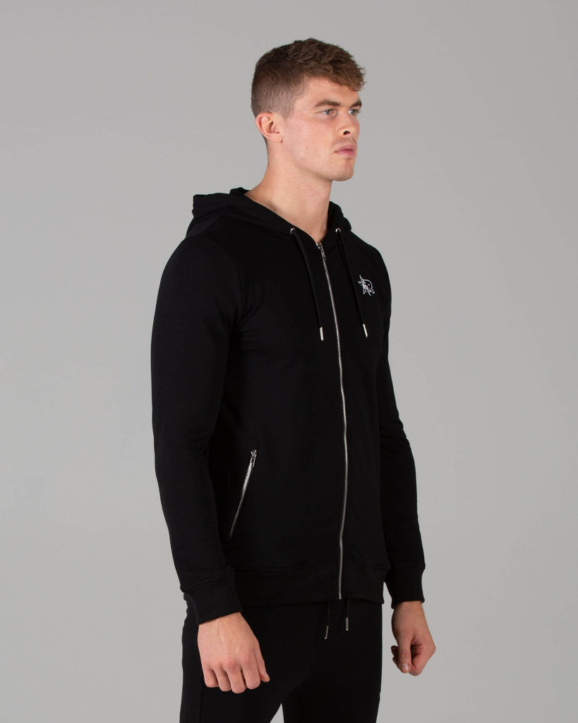 Rated Fitted Zip Up Hoodie (Black) - Machine Fitness