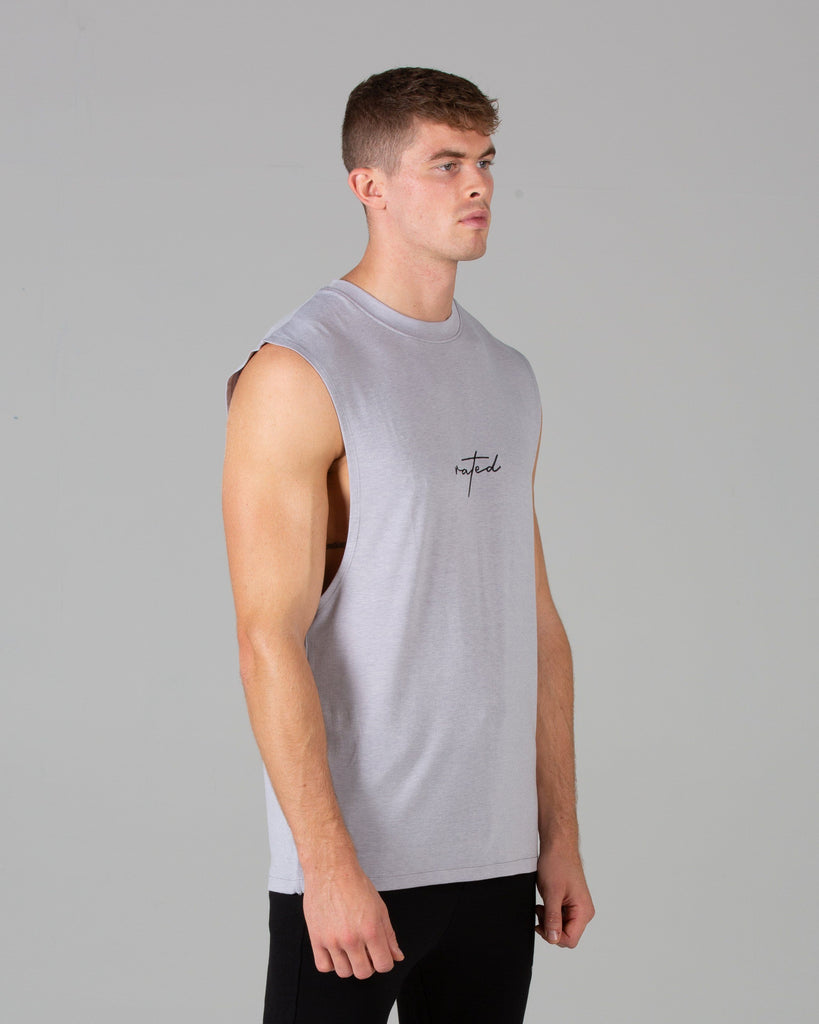 Rated Split Hem Cut-Off (Grey) - Machine Fitness