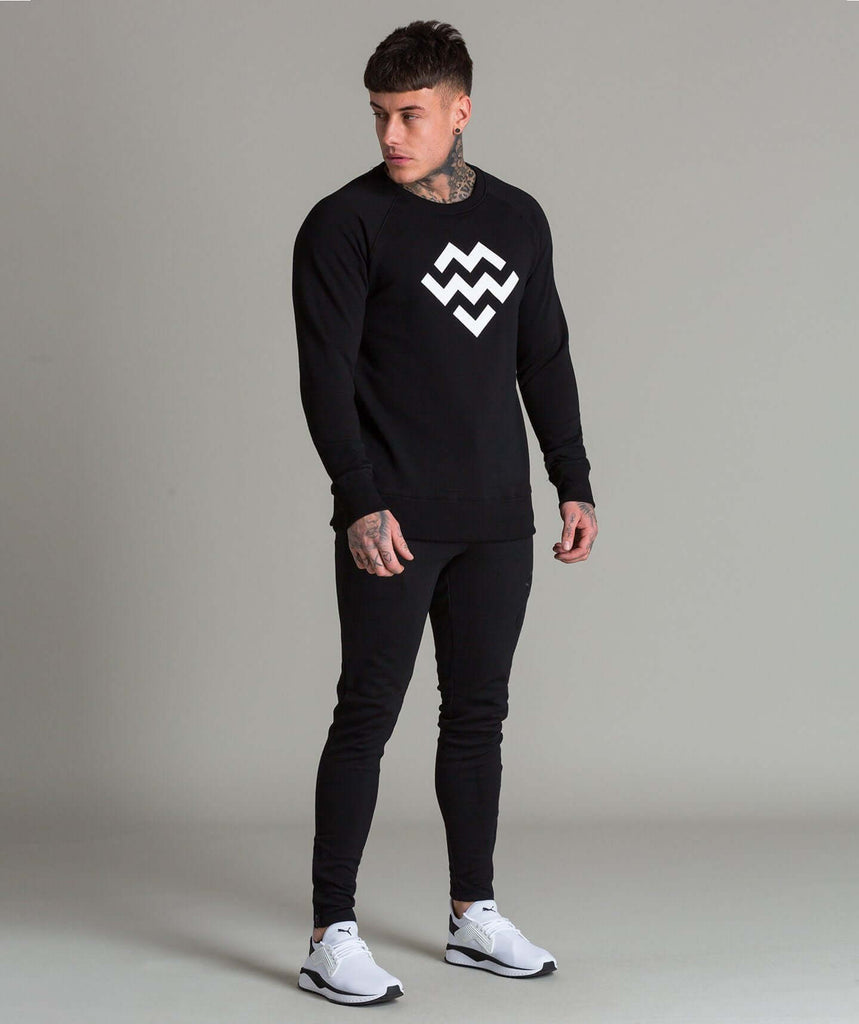 Statement Crew Neck (Black/White) - Machine Fitness