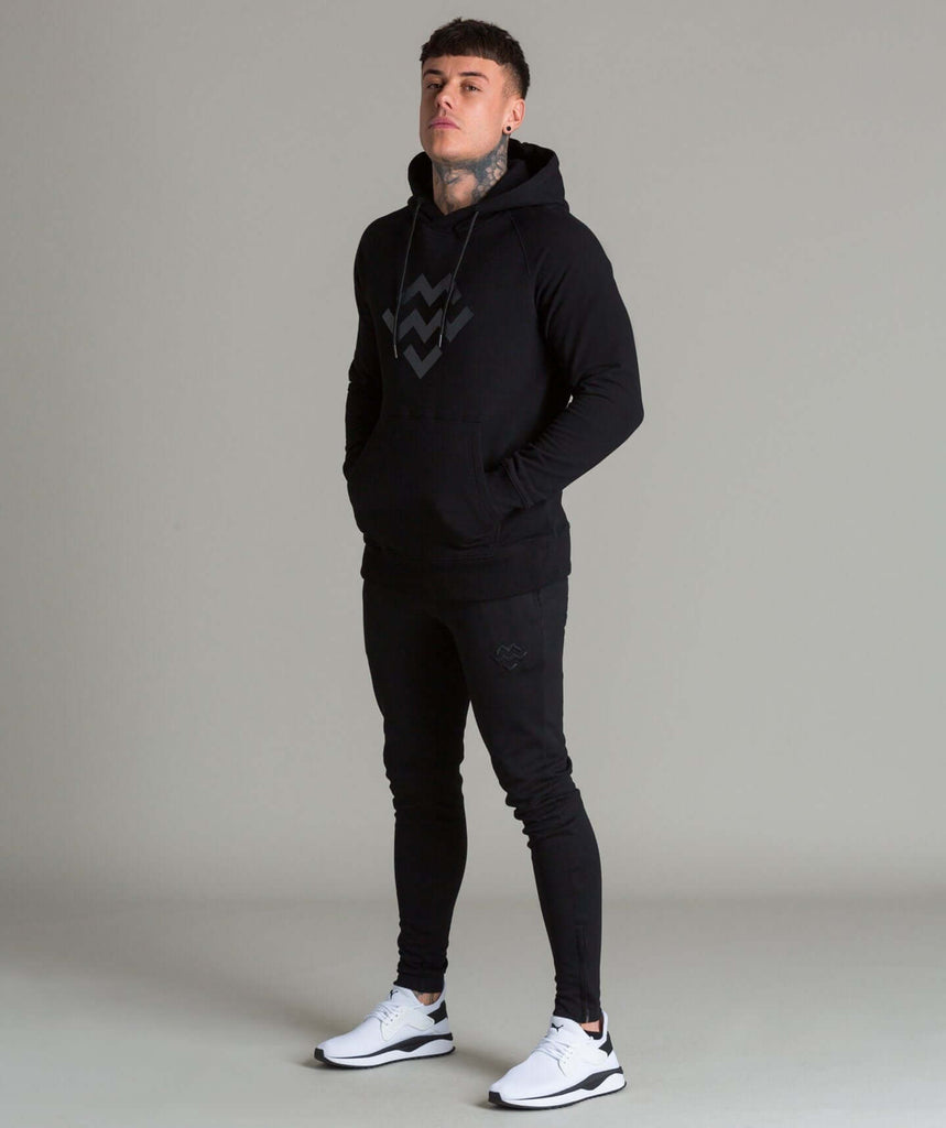 Statement Pullover Hoodie (Black/Black) - Machine Fitness