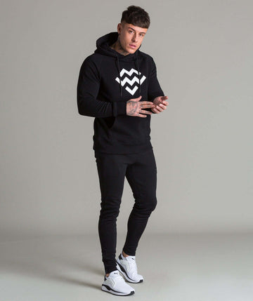 Statement Pullover Hoodie (Black/White) - Machine Fitness