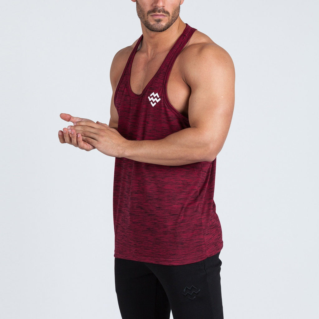 V2 Futura Small Logo Branded Stringer Vest (Burgundy/Black Slub) - Machine Fitness