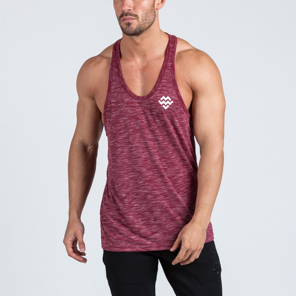 V2 Futura Small Logo Branded Stringer Vest (Burgundy/White Slub) - Machine Fitness