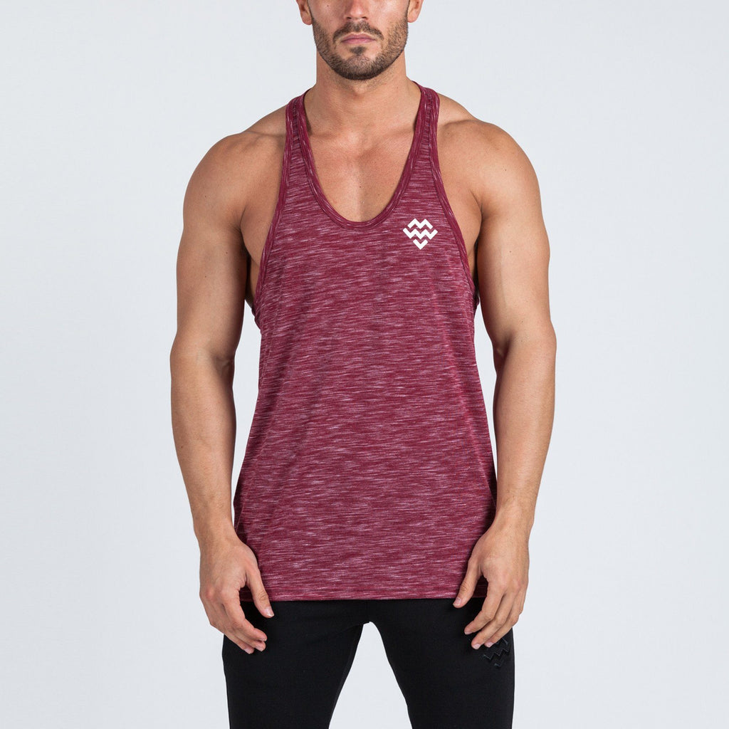 V2 Futura Small Logo Branded Stringer Vest (Burgundy/White Slub) - Machine Fitness
