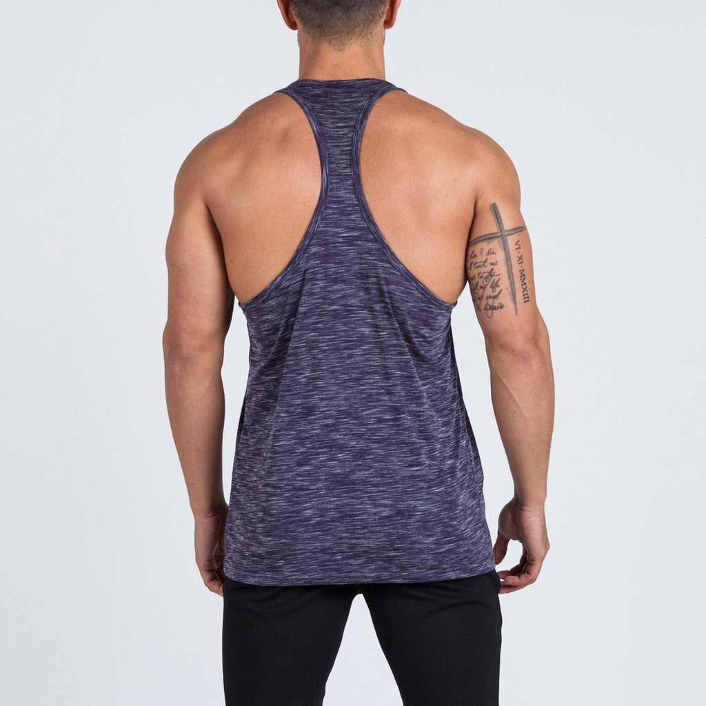 V2 Futura Small Logo Branded Stringer Vest (Dark Purple Slub) - Machine Fitness