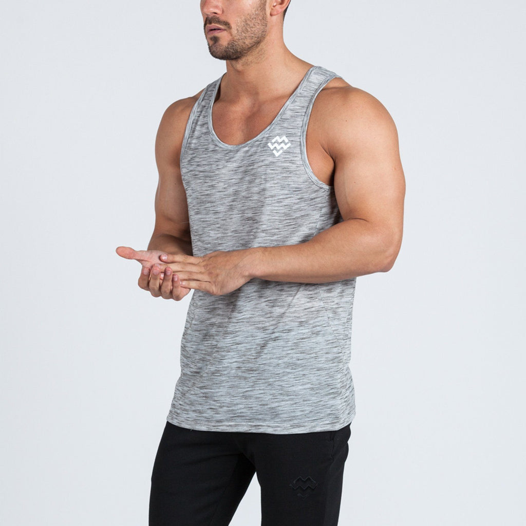 V2 Futura Small Logo Branded Tank (Grey Slub) - Machine Fitness