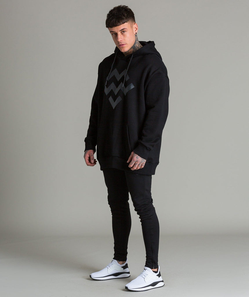 Warm Up Oversized Hoodie (Black/Black) - Machine Fitness