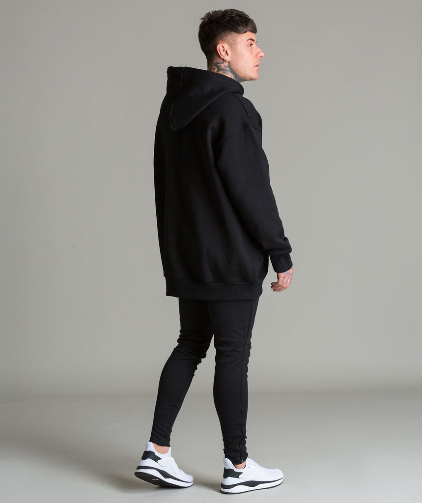 Warm Up Oversized Hoodie  (Black/White) - Machine Fitness